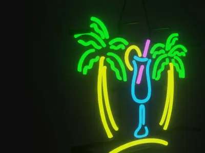 Neon Tropical Drink Sign Low-poly 3D model