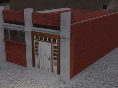 Small single floor city building Low-poly 3D model