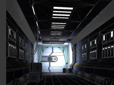 space stations passages sci fi scenarios corridors labs 3D model