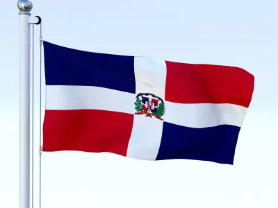 Animated Dominican Republic Flag Low-poly 3D model