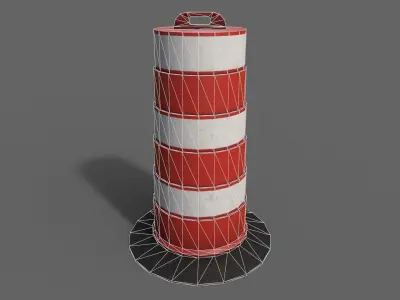 PBR Traffic Drum Barrel Red Low-poly 3D model