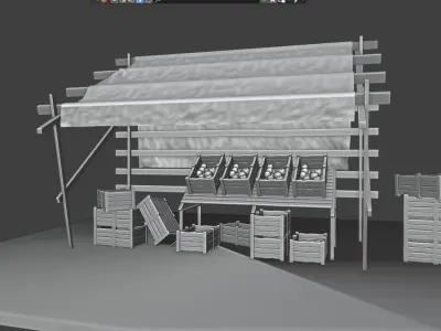 Mercado Medieval Low-poly 3D model