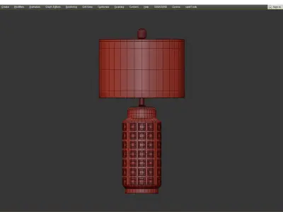 Ruby Ceramic Gold Finish Linen Shade Table Lamp Low-poly 3D model