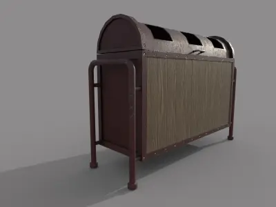 Dumpster PBR model metal bookcase with wooden top Low-poly 3D model