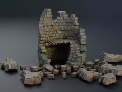 Tower ruins Low-poly 3D model