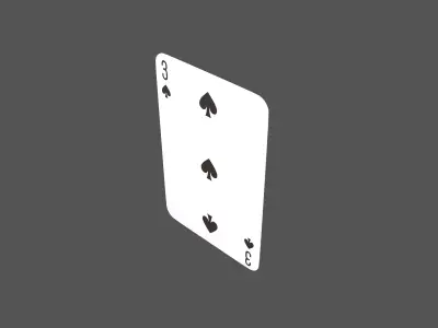 Poker Cards Spades 3 V1 001 Low-poly 3D model