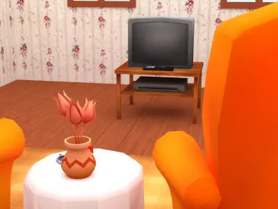 Cartoon Style Simple Living Room Set Low-poly 3D model