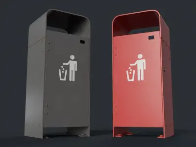 Street Trash Can 12 PBR Game Ready Low-poly 3D model