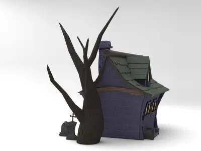 Cartoun Horror House Low-poly 3D model