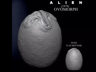 3D PRINTABLE ALIEN EGG OVOMORPH 1979 FLAT BOTTOM 3D print model