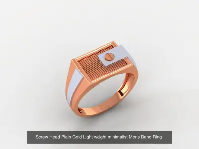 9 Screw Head Plain Gold Light weight minimalist Mens Band  3D Model Pack