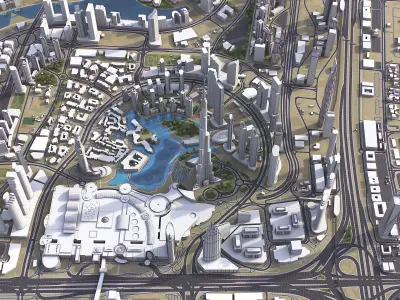 Dubai - Business Bay Low-poly 3D model