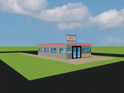 Small Shop Super Market 3D model