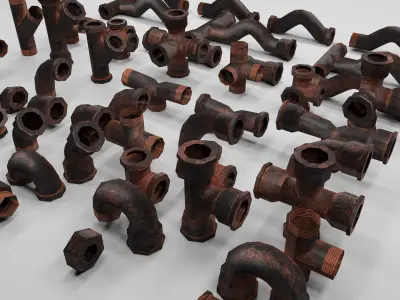 Pipe connections Low-poly 3D model