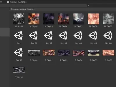 UNITY PROJECT SPACE SKY BUNDLE 10 Cosmic skies Low-poly 3D model
