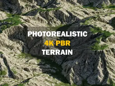 Realistic Rocky Grassland 3D Terrain Environment  Low-poly 3D model