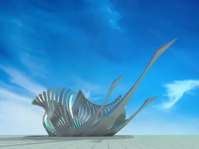 Square Swan Sculpture cultural symbol eco-city 3D model