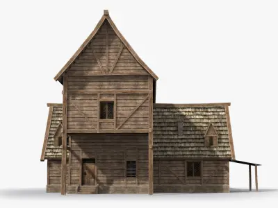 Medieval house x27 Low-poly 3D model