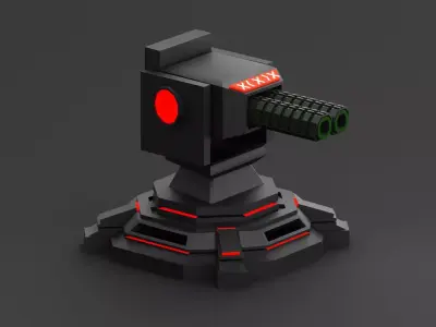 Stylized Sci-fi Turret Low-poly 3D model