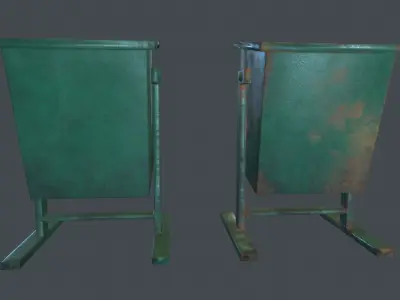 Street Metal Trash Can PBR Game Ready Low-poly 3D model