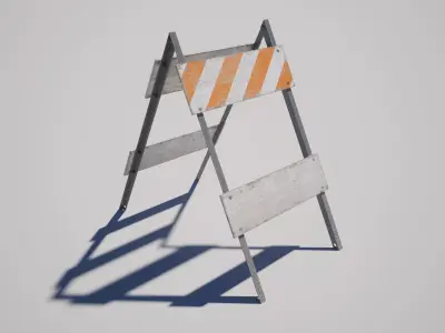  Barricade Barrier Low-poly 3D model