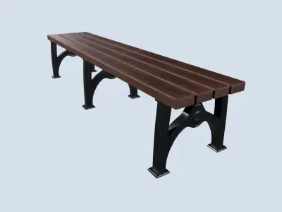Street bench low poly pbr game ready Low-poly 3D model 7