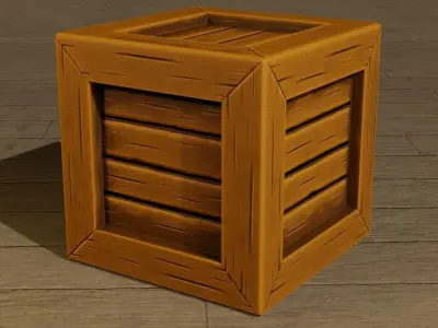 Wooden Box low poly Low-poly 3D model