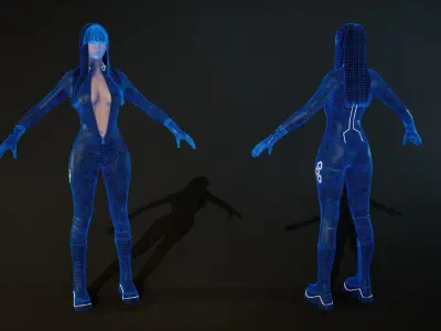 Cyber Girl Nicoletta - Game Ready Low-poly 3D model