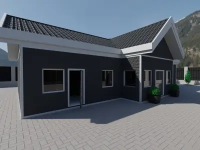 Modern Brick house PBR High-poly 3D model 3D model