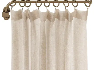 Curtain HE-No 07 Curtain With Swing Arm Rods 01 3D model