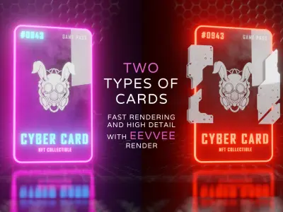CYBER punk card template for Blender Eevvee render 3D model