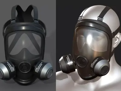 Gas mask helmet 3d model military combat low poly  Low-poly 3D model