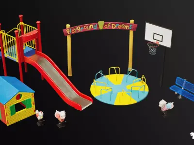 Playground Equipment VOL 3 Low-poly 3D model