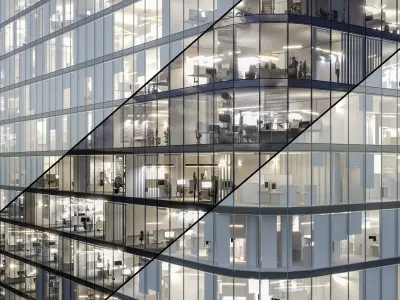 Modern office building 01 3D model