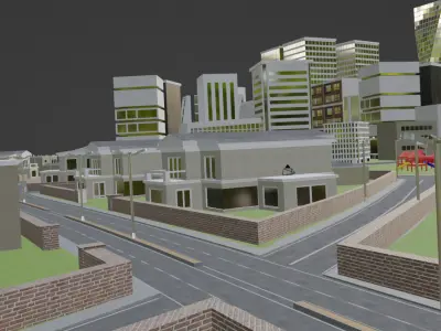 Low Poly City Map with 3 LODs - Game Ready Urban Environment Low-poly 3D model