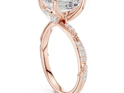 Emerald Cut Diamond Ring 3D Model STL File 3D print model