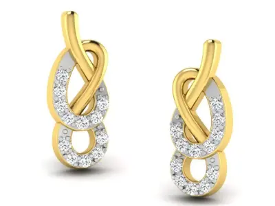 Gold Diamond Women Earring 3D print Model 3D print model 96