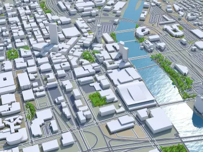 Grand Rapids Downtown Michigan USA Low-poly 3D model