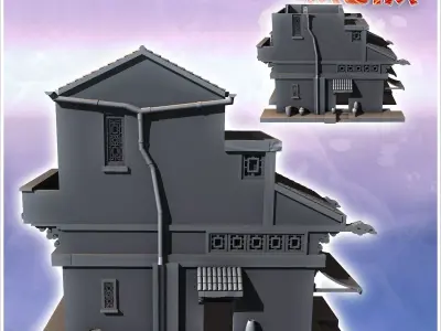 Asian two-storey house with multiple floors 15 - Asian Asia Orie 3D print model