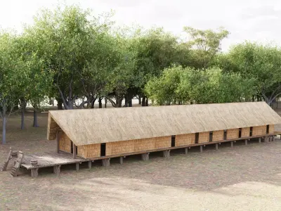 Traditional Vietnamese Longhouse - Ede Ethnic Stilt House 3D model