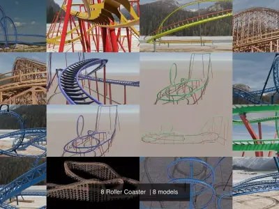 8 Roller Coaster  3D Model Pack