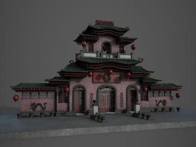 Chinese temple Low-poly 3D model