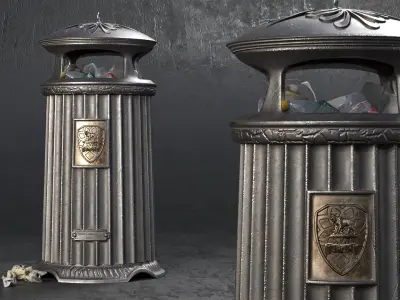 Street Vintage  Trash Can 3D model