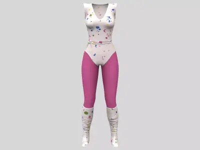 70s Aerobics Legwarmers And Leotard V1 Low-poly 3D model