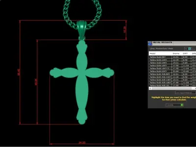 Light Gold 18K Cross Pendant 1CP081 3D print model