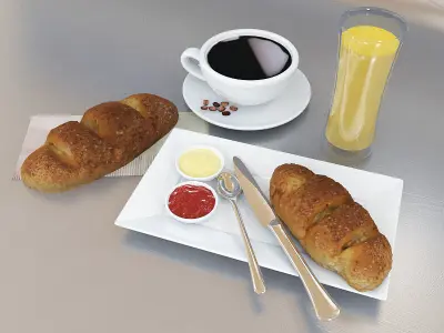 - Breakfast Set - cell Low-poly 3D model