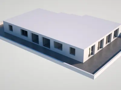 Penthouse Building with Doors and Windows 3D model