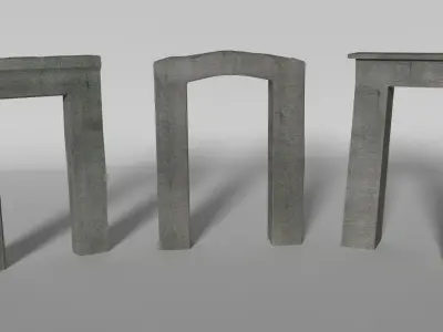 Ancient Gates Set Low-poly 3D model