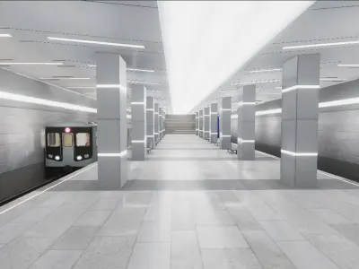 Subway Station 02 Low-poly 3D model
