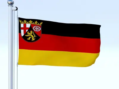 Animated Rhineland-Palatinate German State Flag Low-poly 3D model
